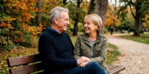 Couple âgé au parc
