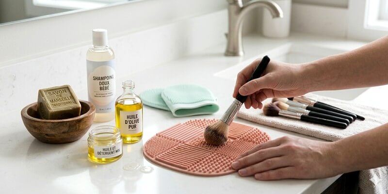 Produits pour nettoyager un pinceau de maquillage