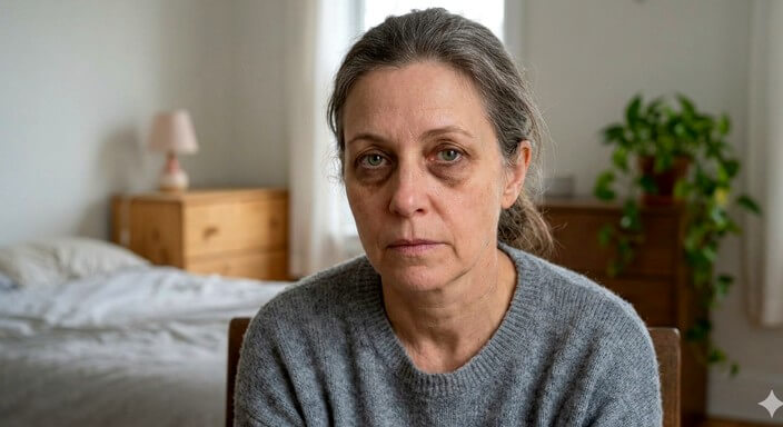 Femme fatiguée avec des cernes