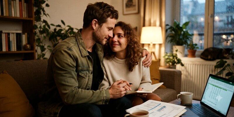 Couple amoureux à la maison