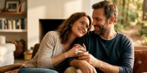 Femme qui se rapproche de son mari
