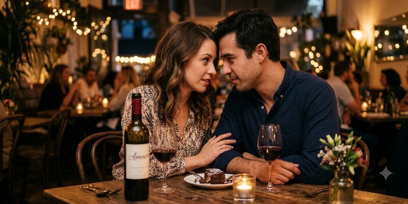 Couple amoureux au restaurant
